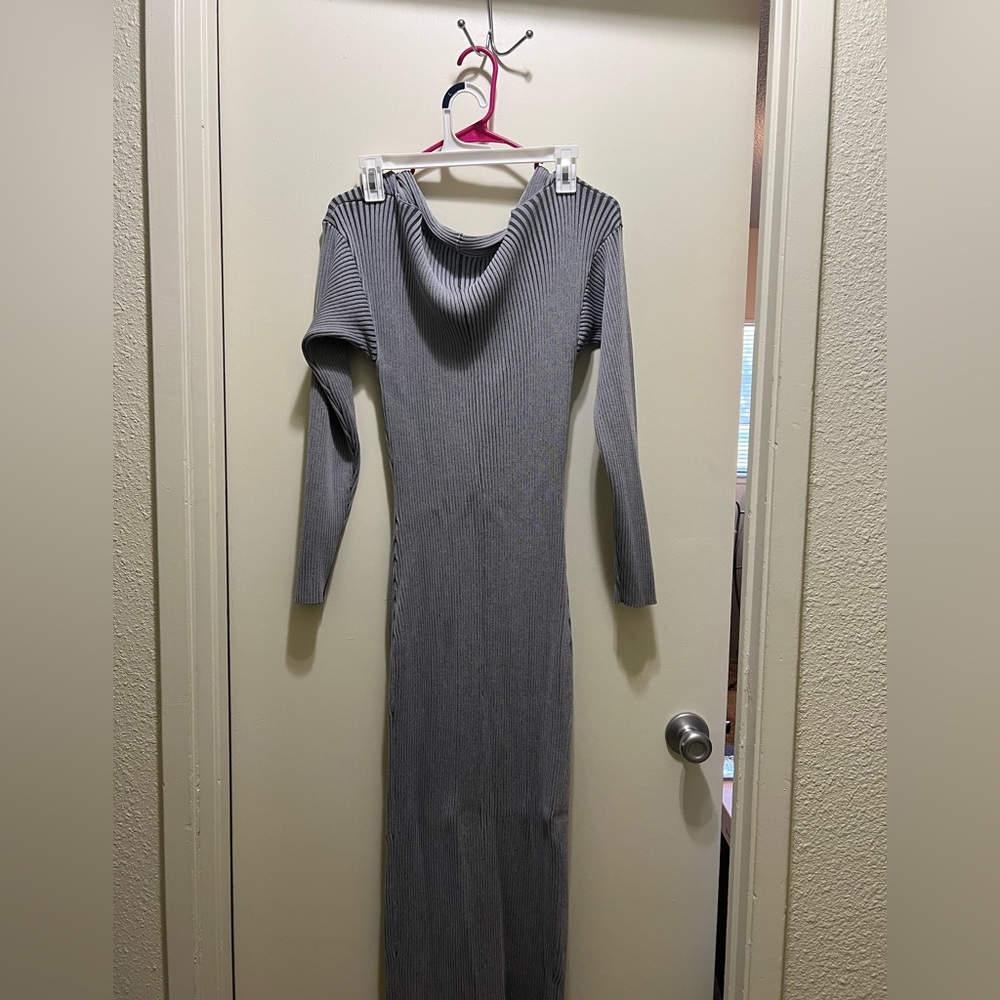 Fashion To Figure Long Formal Dress Gray with slit in front Size XL